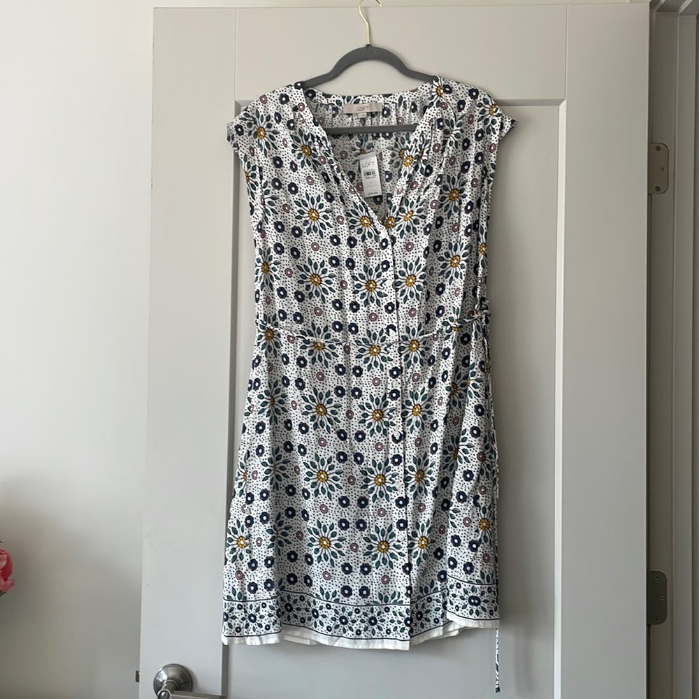 Loft NWT button down tie dress